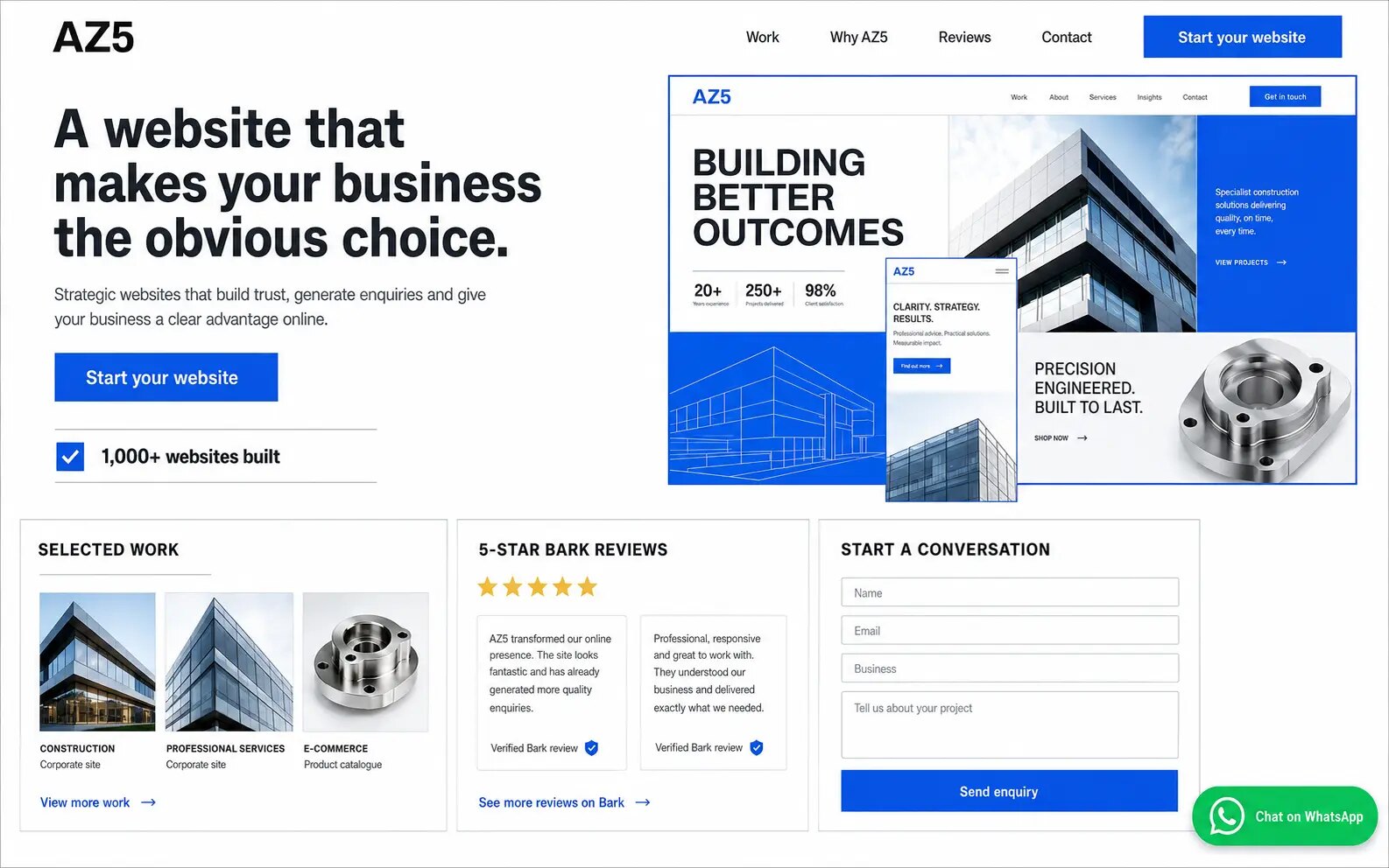 High-performance direction website presentation